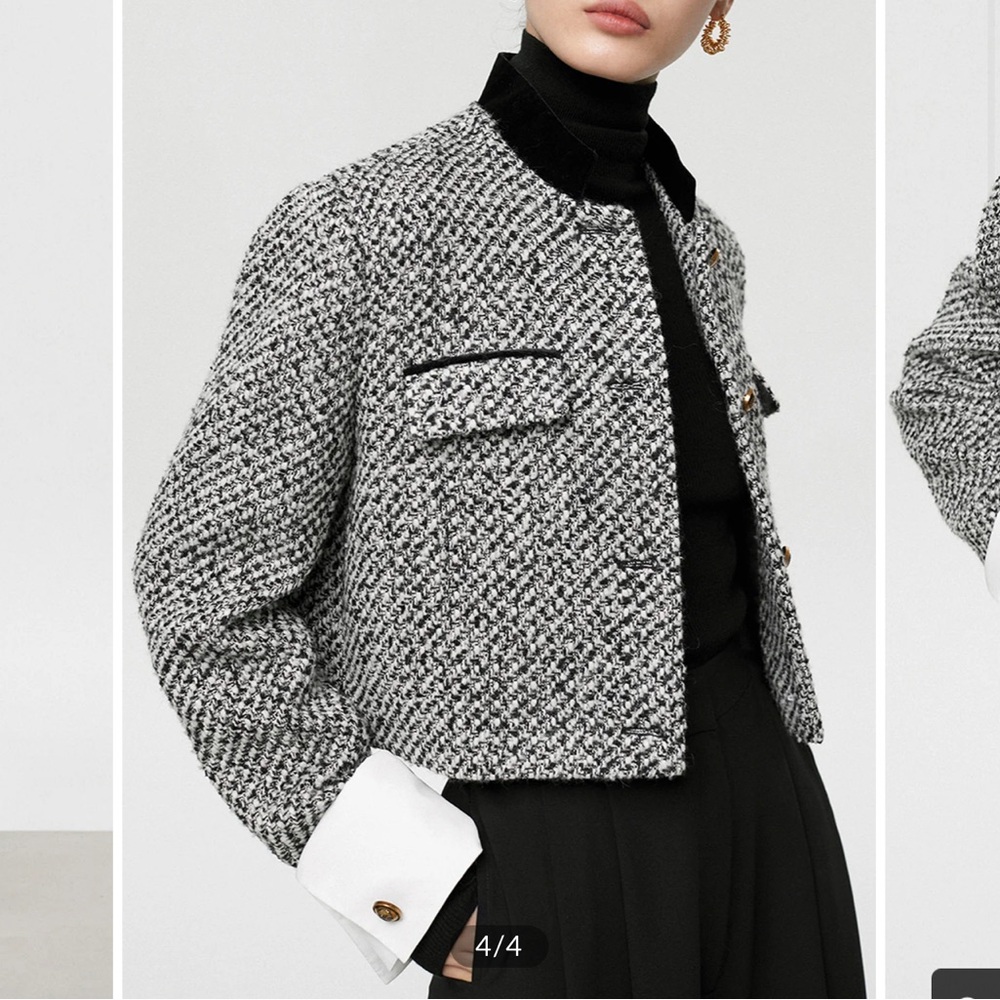 Tweed Boucle Crop Blazer - Picture 4 of 12